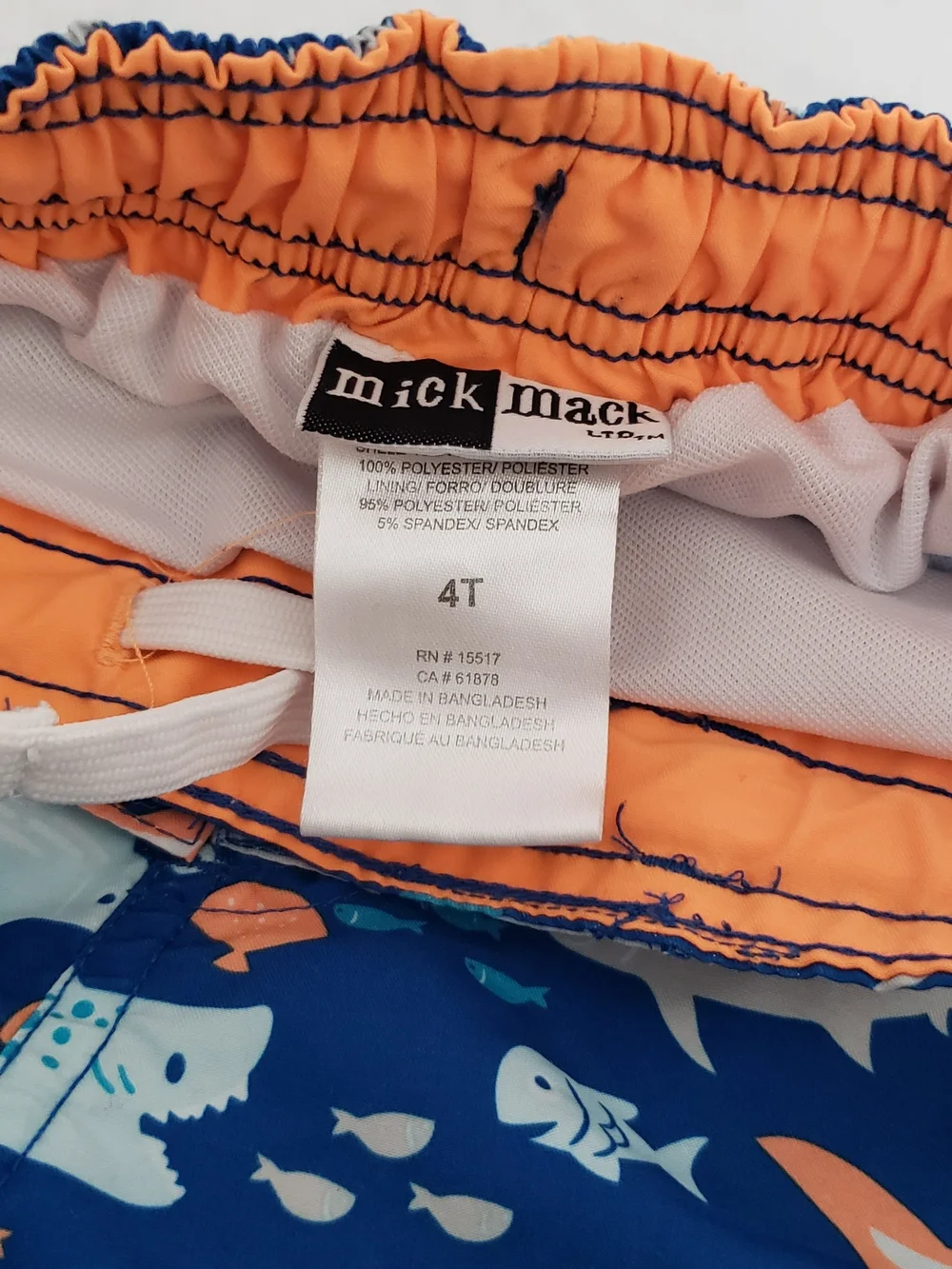 Kids Blue Shark & Fish Swim Trunks